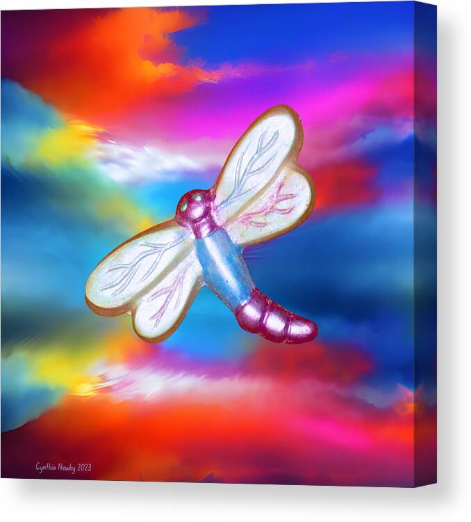 Digital Canvas Print featuring the digital art EMA Dragon Fly by Cindy's Creative Corner