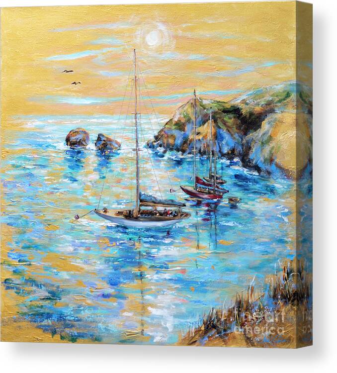 Sailing Canvas Print featuring the painting Moonstone Cove by Linda Olsen