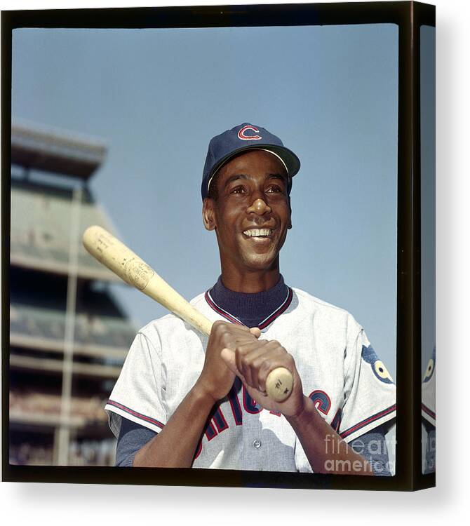 People Canvas Print featuring the photograph Ernie Banks by Louis Requena