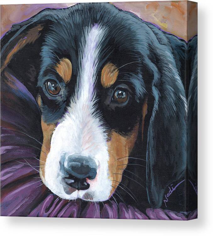  Canvas Print featuring the painting Eva Pup by Nadi Spencer