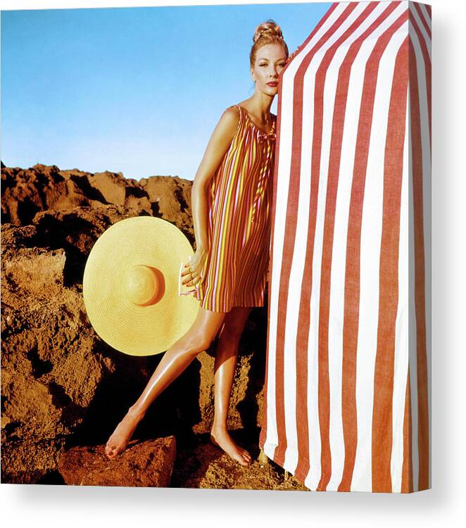 Fashion Canvas Print featuring the photograph Evelyn Tripp With a Sally Victor Hat by Louise Dahl-Wolfe