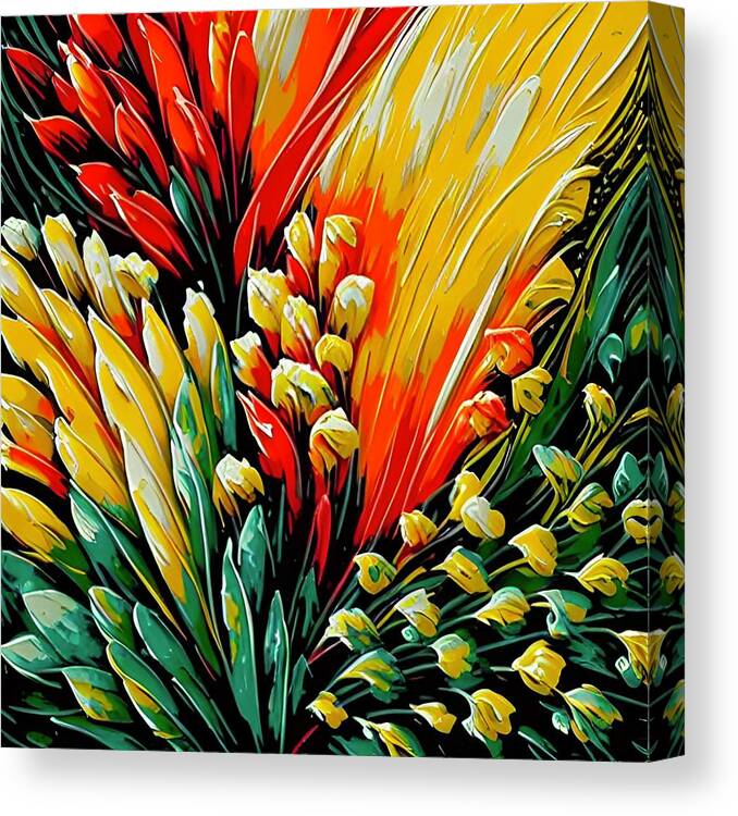 Expressionisticart Canvas Print featuring the painting Expressionistic Blossoms II by Bonnie Bruno