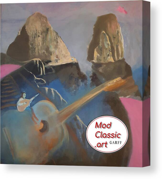 Guitars Canvas Print featuring the painting Faraglioni Serenade ModClassic Art by Enrico Garff
