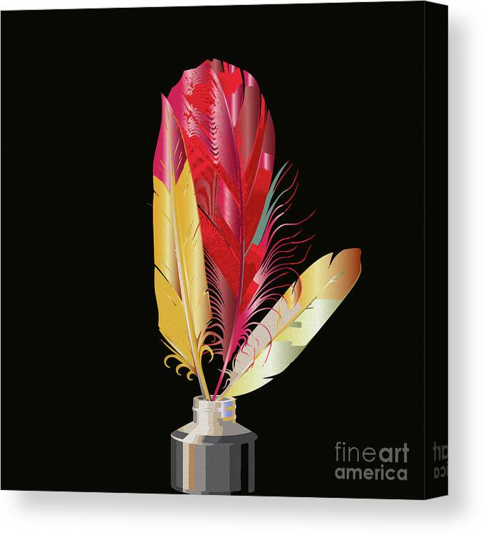 Illustration Canvas Print featuring the digital art Feathers by Eleni Synodinou