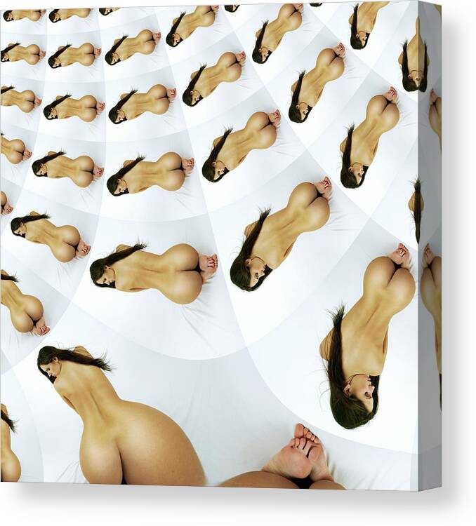 Naked Canvas Print featuring the digital art Feminine Harmony by Stephane Poirier