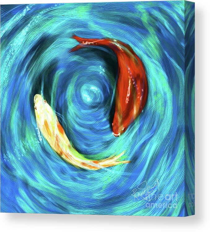 Feng Shui Painting Canvas Print featuring the painting Feng Shui your Life with Koi Fish by Remy Francis