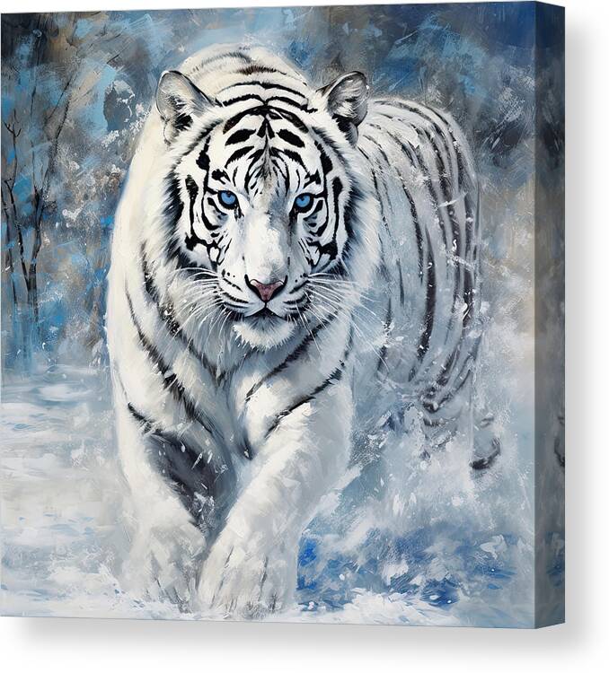 Tiger Canvas Print featuring the photograph Ferocious Beauty - White Tiger Art by Lourry Legarde