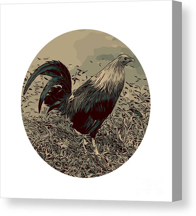 Poultry rooster chicken black metal oval wall art decor 
