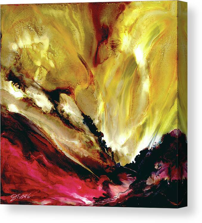 Abstract Canvas Print featuring the painting Fire in the SKy by Julie Tibus
