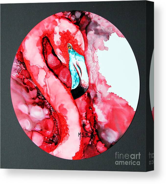 Flamingo Canvas Print featuring the painting Flaming Flamingo by Maria Barry