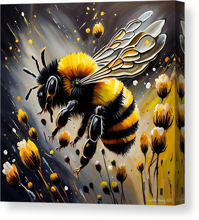 Ai Canvas Print featuring the digital art Flight of the Bumble Bee by Cindy's Creative Corner