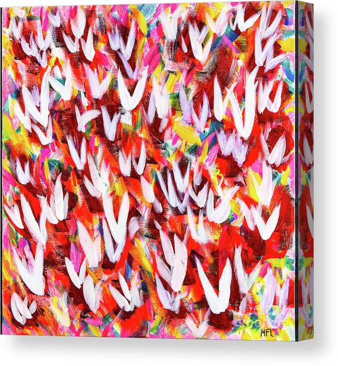Abstract Canvas Print featuring the digital art Flight Of The White Doves - Colorful Abstract Contemporary Acrylic Painting by Sambel Pedes