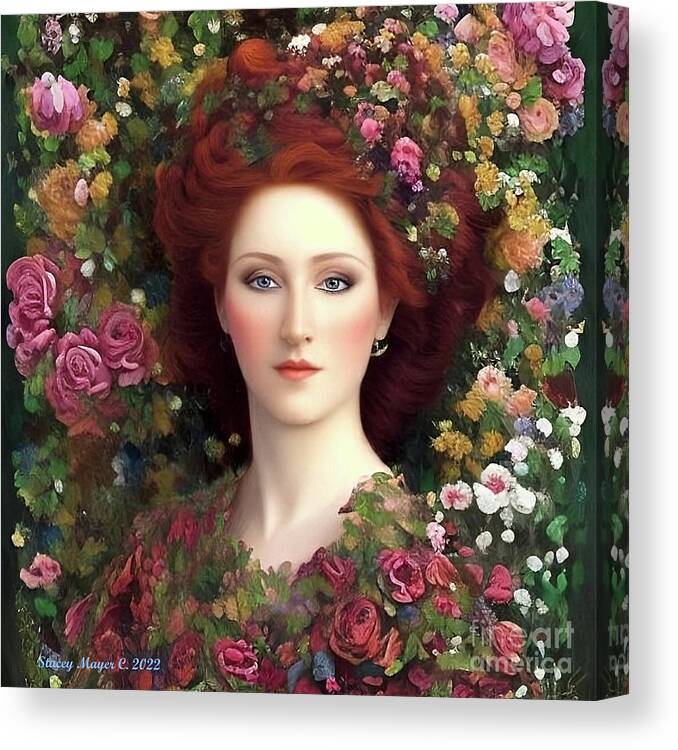 Fantasy Flowers Canvas Print featuring the digital art Flower Fantasy Jennie by Stacey Mayer