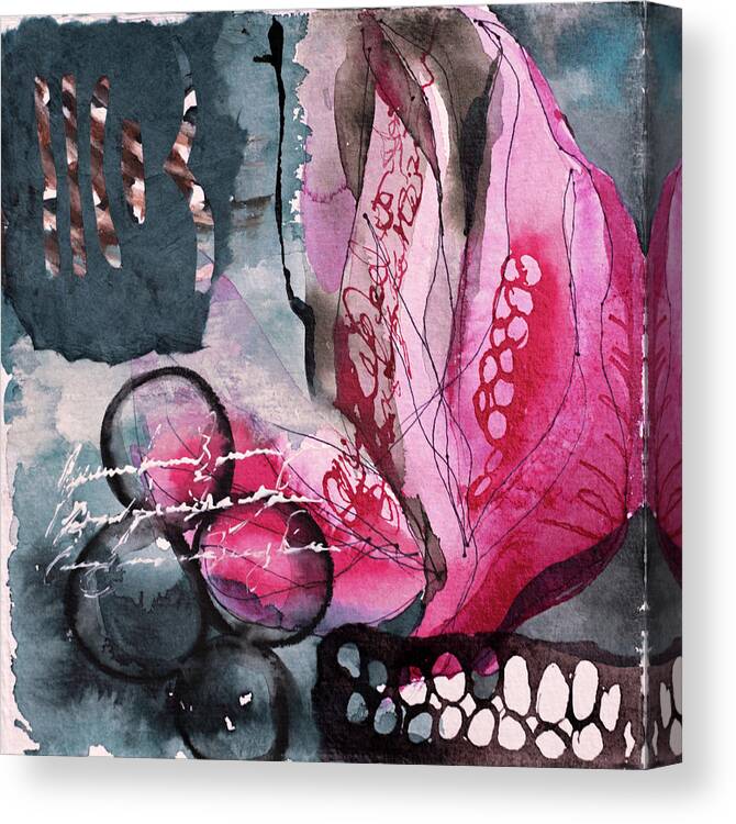 Mixed Media Art Canvas Print featuring the painting Flower In The Water by Catherine Jeltes
