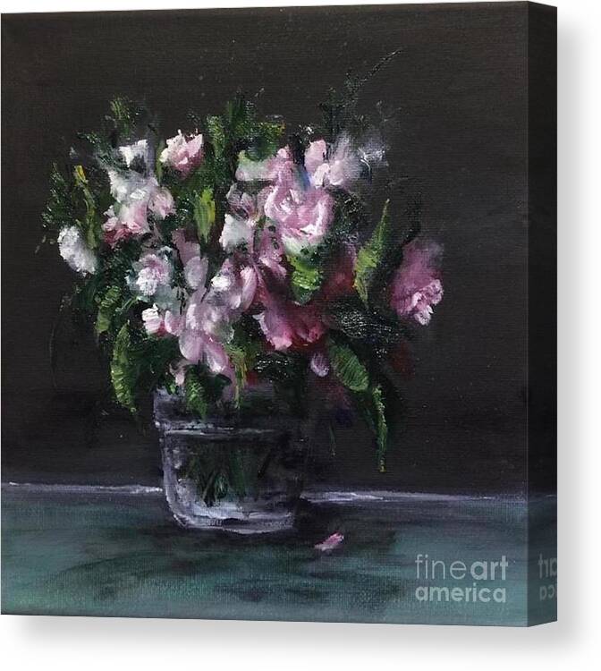 Flowers Canvas Print featuring the painting Flowers in a Glass Jar by Lizzy Forrester