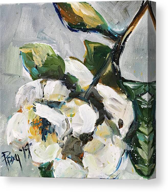 Fluffy Flowers Canvas Print featuring the painting Fluffy Gardenia by Roxy Rich