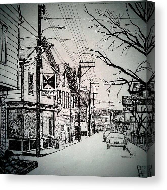 Ptown Canvas Print featuring the painting Focsle, Downtown Ptown by James RODERICK