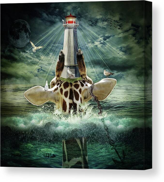 Giraffe Canvas Print featuring the digital art Follow Me by Maggy Pease