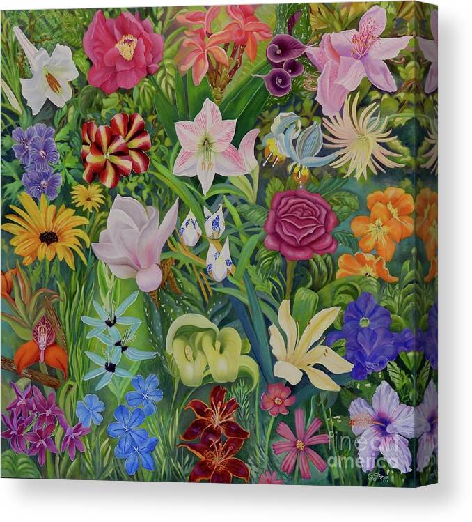 Flowers Canvas Print featuring the painting For the Love of Flowers by Caroline Street