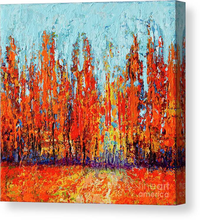 Redwood Forest Paintings In The Fall Canvas Print featuring the painting Forest Painting in the Fall - Autumn Season by Patricia Awapara
