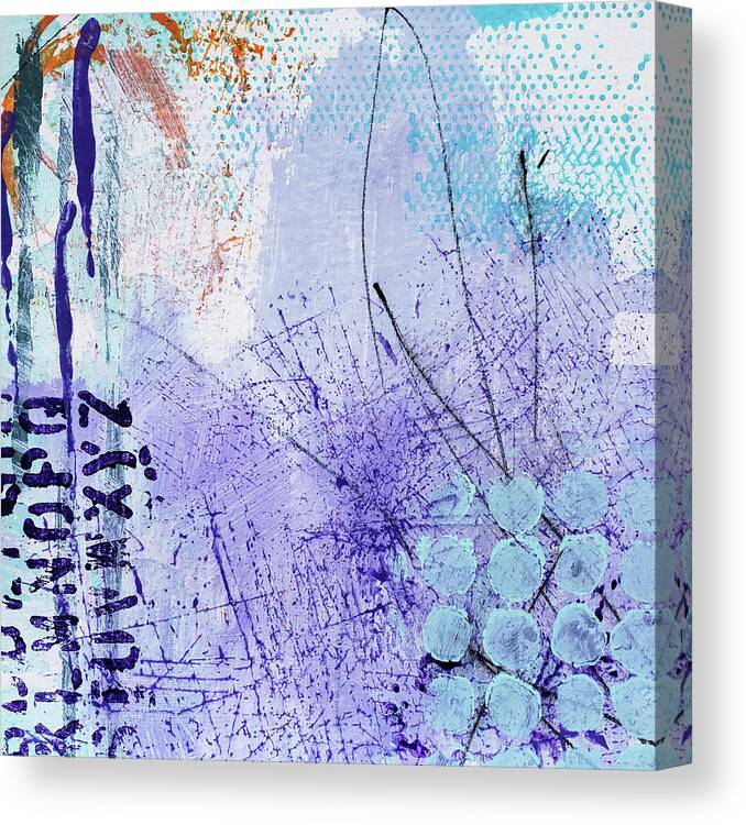 Tropical Canvas Print featuring the painting FOUNTAIN OF YOUTH Tropical Purple Aqua Orange Abstract Painting Grunge Street Art by Lynnie Lang