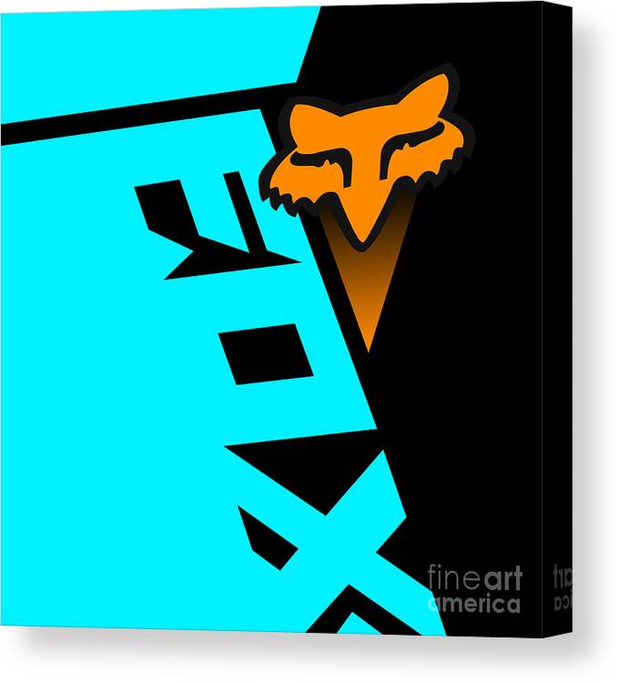 Fox Racing Canvas Print featuring the mixed media Fox Shiv Cyan by Fox Head