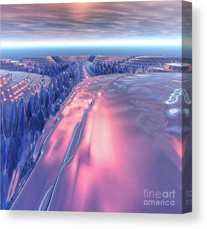 Glacier Canvas Print featuring the digital art Fractal Glacier Landscape by Phil Perkins