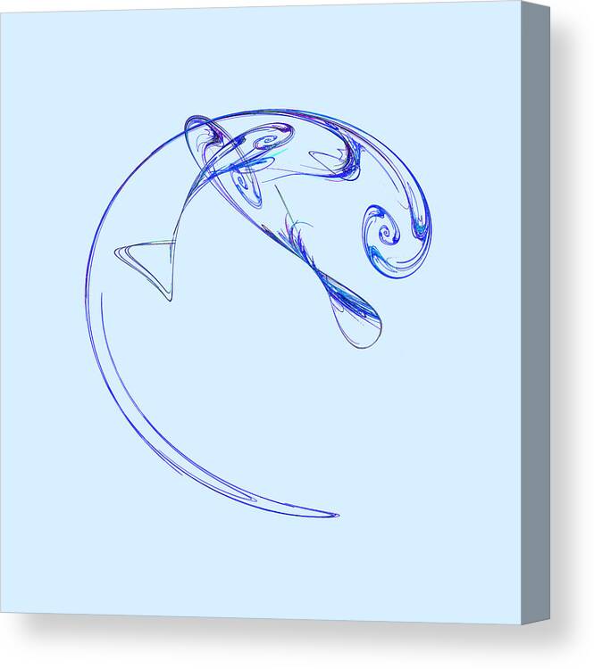 Fractal Canvas Print featuring the photograph Fractal - Three Blue Fish by Susan Savad
