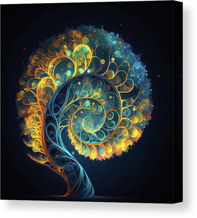 Tree Canvas Print featuring the digital art Fractal Tree 59 Spirals by Matthias Hauser