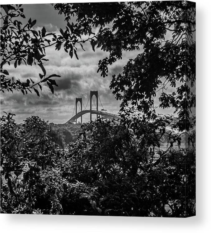 Claiborne Pell Bridge Canvas Print featuring the photograph Framing the bridge by Jim Feldman