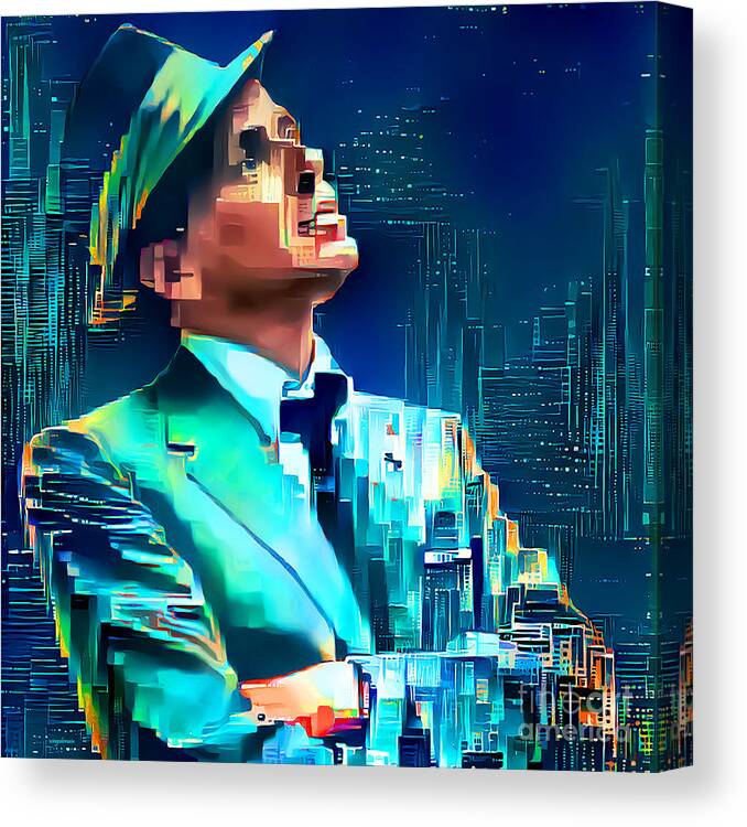 Wingsdomain Canvas Print featuring the photograph Frank Sinatra The Big Apple If I Can Make It Here I Will Make It Anywhere New York 20210306 square by Wingsdomain Art and Photography