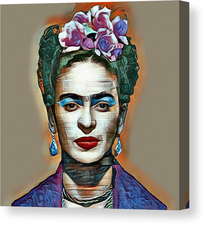 Frida Kahlo De Rivera Canvas Print featuring the painting Frida Kahlo Andy Warhol 2 by Tony Rubino