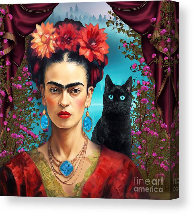 Frida Kahlo Canvas Print featuring the digital art Frida Kahlo by Mark Ashkenazi