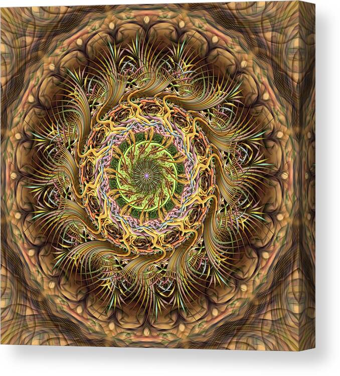 Pinwheel Mandalas Canvas Print featuring the digital art Frond Flinger Jamboree by Becky Titus