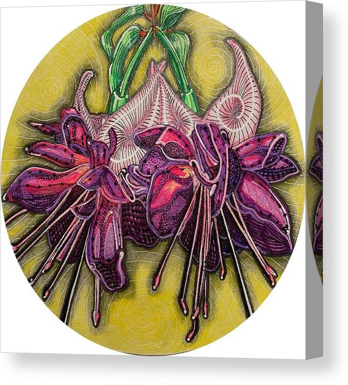 Flower Canvas Print featuring the mixed media Fuchsia by Brenna Woods