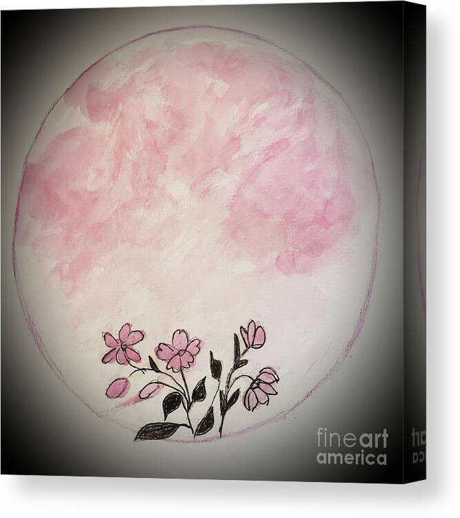 Spiritual Walk In The Park Canvas Print featuring the painting Full Flower Moon by Margaret Welsh Willowsilk