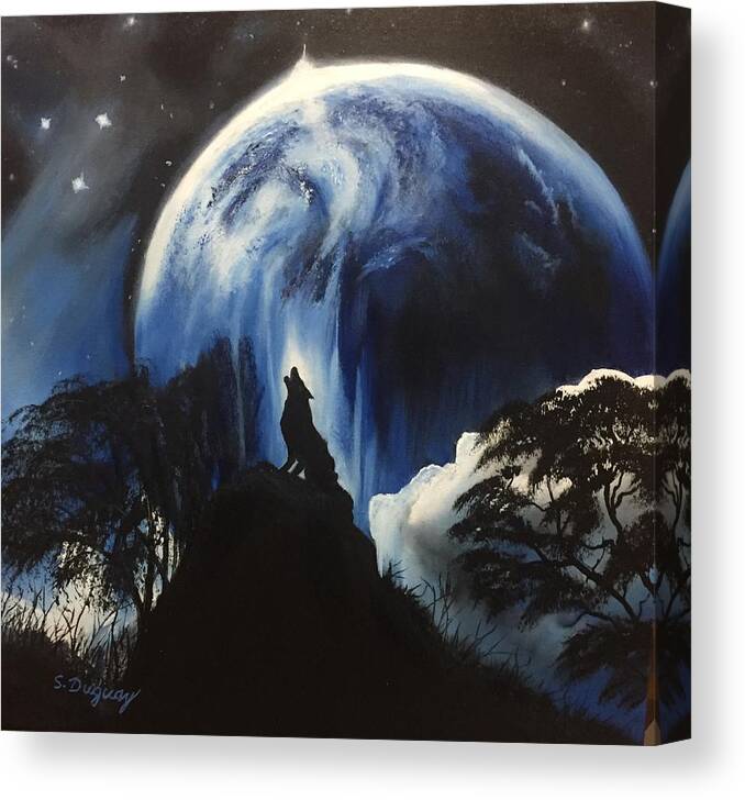 Full Wolf Moon Canvas Print featuring the painting Full Wolf Moon by Sharon Duguay