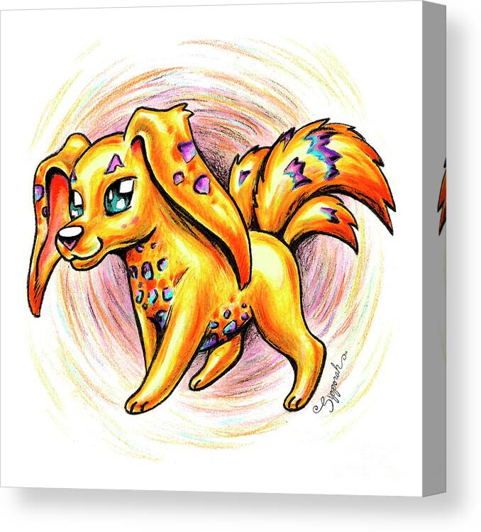 Fiction Canvas Print featuring the drawing Funky Doggy by Sipporah Art and Illustration