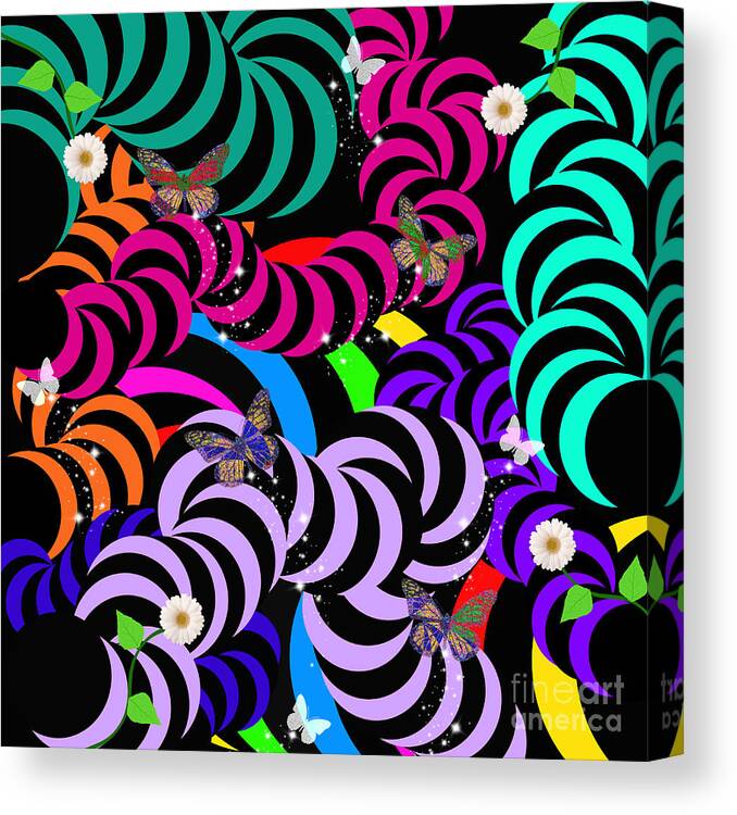Colorful Canvas Print featuring the digital art Funky Dreams by Diamante Lavendar