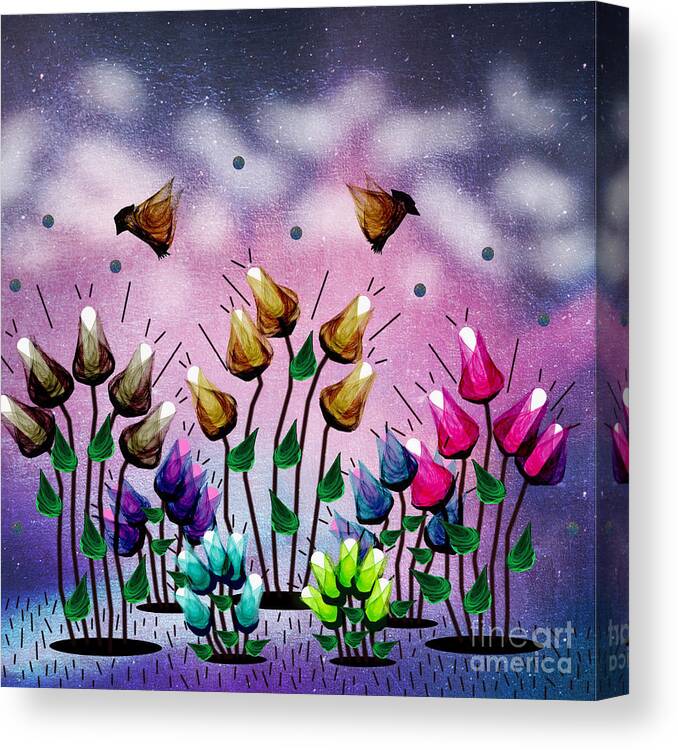 Digital Art Canvas Print featuring the mixed media Garden Of Positive Thoughts by Diamante Lavendar