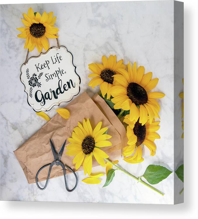 Sunflowers Canvas Print featuring the photograph Garden with Sunflowers by Rebecca Cozart