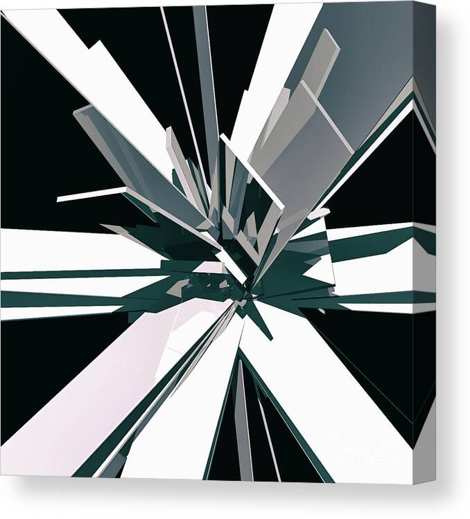 Monotone Canvas Print featuring the digital art Geometric Cluster by Phil Perkins