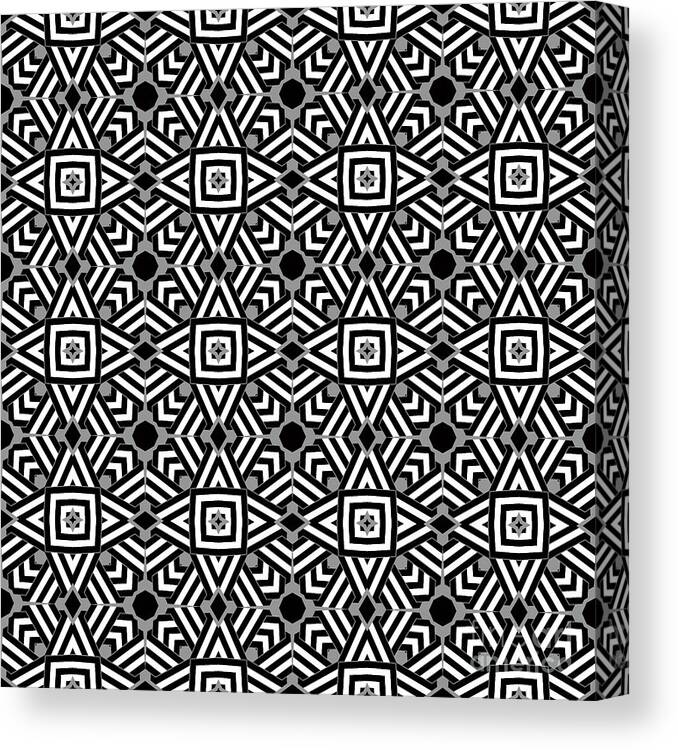 Pattern Canvas Print featuring the digital art Geometric Designer Pattern 721 -Grey Black by Philip Preston