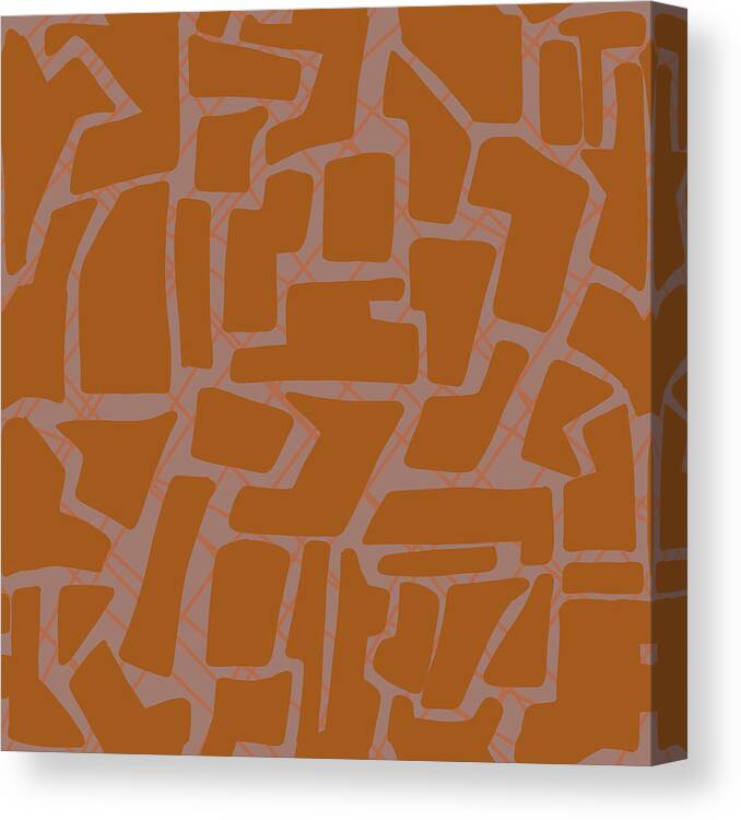 Geometric Abstract Canvas Print featuring the drawing Geometric Tiger Orange by Nancy Merkle