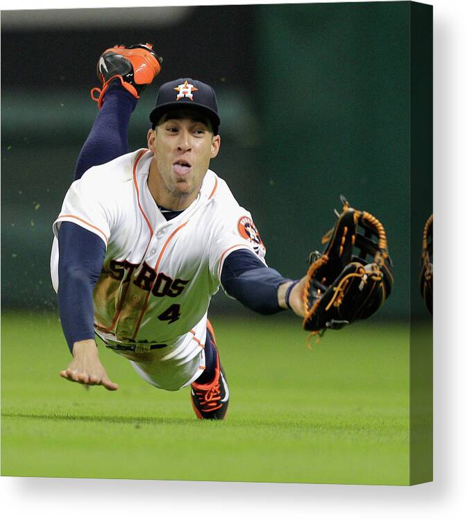 American League Baseball Canvas Print featuring the photograph George Springer by Bob Levey