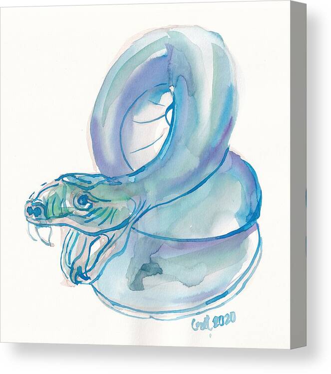 Miniature Canvas Print featuring the painting Giant Snake by George Cret