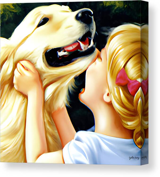 Newby Canvas Print featuring the digital art Girl's Best Friend by Cindy's Creative Corner