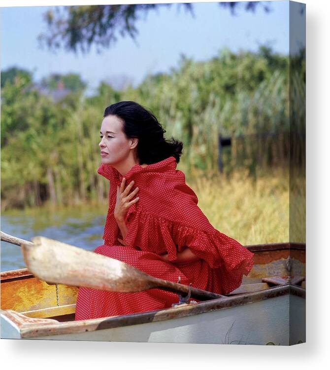 Boating Canvas Print featuring the drawing Gloria Vanderbilt Cooper in Anne Fogarty Shawl by Gianni Penati