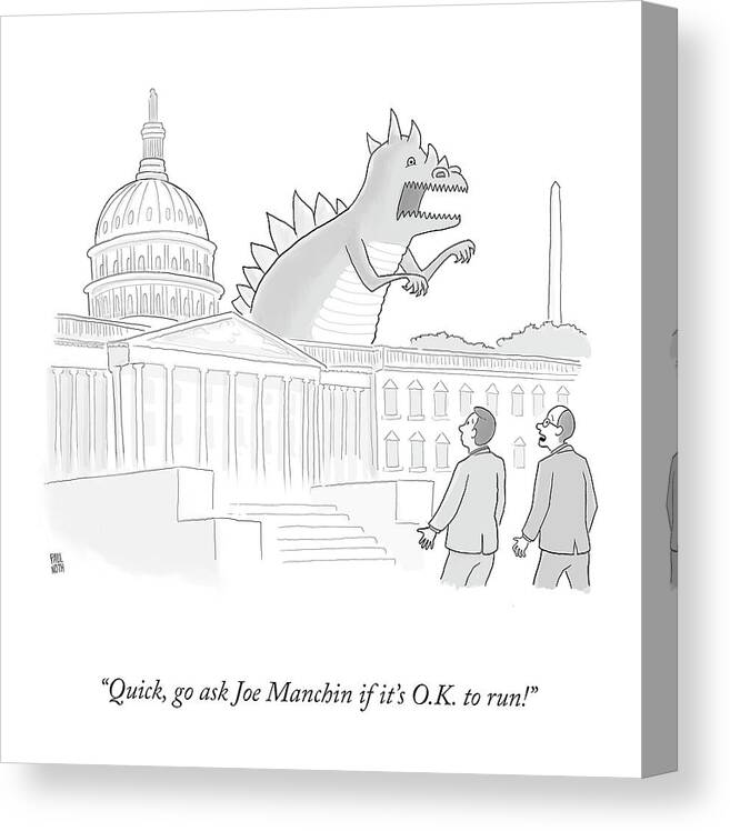 quick Canvas Print featuring the drawing Go Ask Joe by Paul Noth