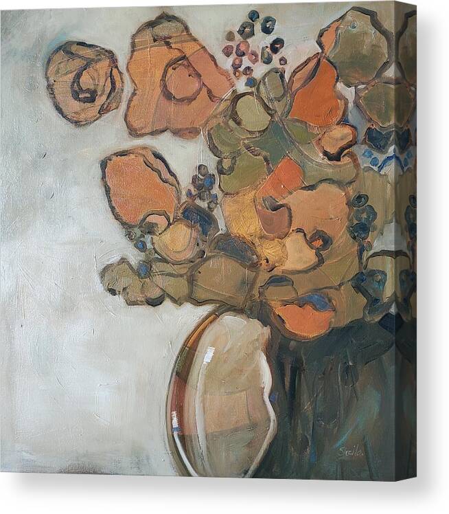 Still Life Canvas Print featuring the painting Gold Bouquet by Sheila Romard